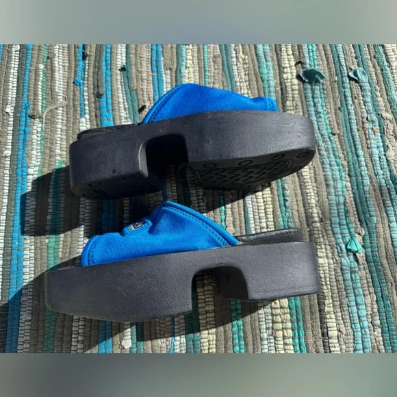 Y2K Vintage X&O by XOXO Platform Slides  Electric Blue Sz 6 - Picture 3 of 8